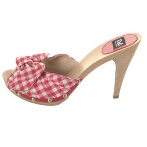 Dolce & Gabbana Red Gingham Heels with Bow